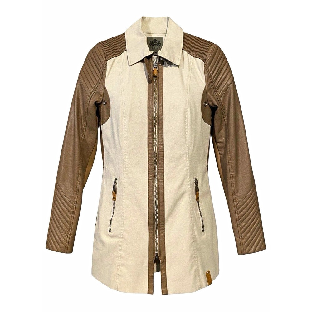 Nicole Benisti Women's Colorblock Zip Collared Pocket Mid-Length Jacket PXS